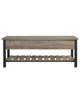 48" Open-Top Storage Bench with Shoe Shelf  - White Oak