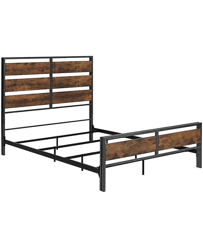 Walker Edison Queen Size Metal and Wood Plank Bed - Macy's