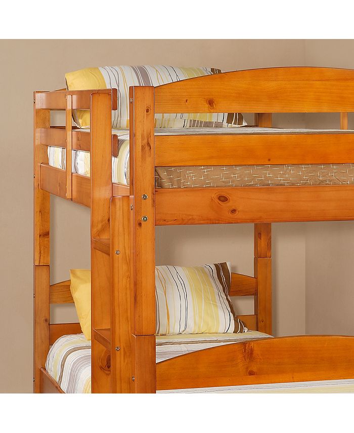 Walker Edison Solid Wood Twin over Twin Bunk Bed Honey Macy's