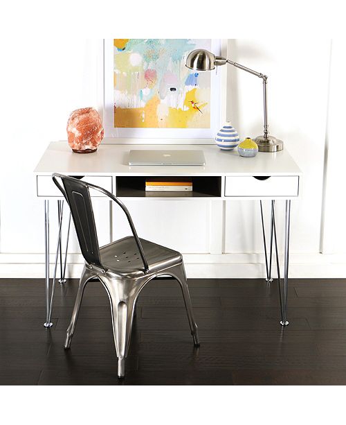 Walker Edison 48 Mid Century Wood Chrome Hairpin Leg Home Office