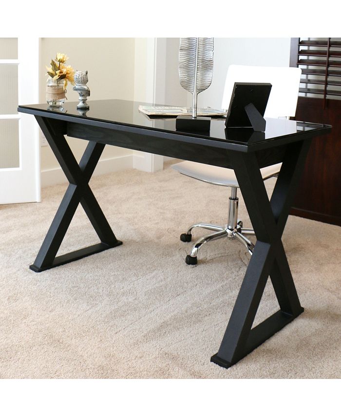 Walker Edison Home Office 48" Glass Metal Computer Desk Black Macy's