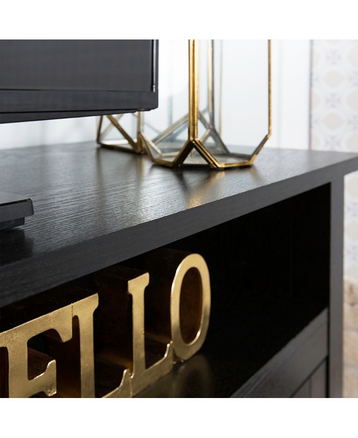 Walker Edison 58" Wood Highboy Fireplace Media TV Stand Console Black