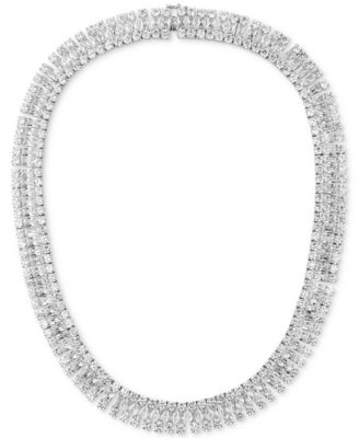 Tiara - Cubic Zirconia Cleopatra 18" Collar Necklace in Sterling Silver
