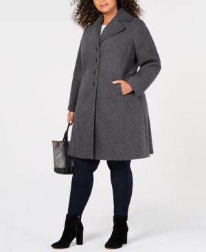TOMMY HILFIGER PLUS SIZE SINGLE-BREASTED WALKER COAT, CREATED FOR MACY'S