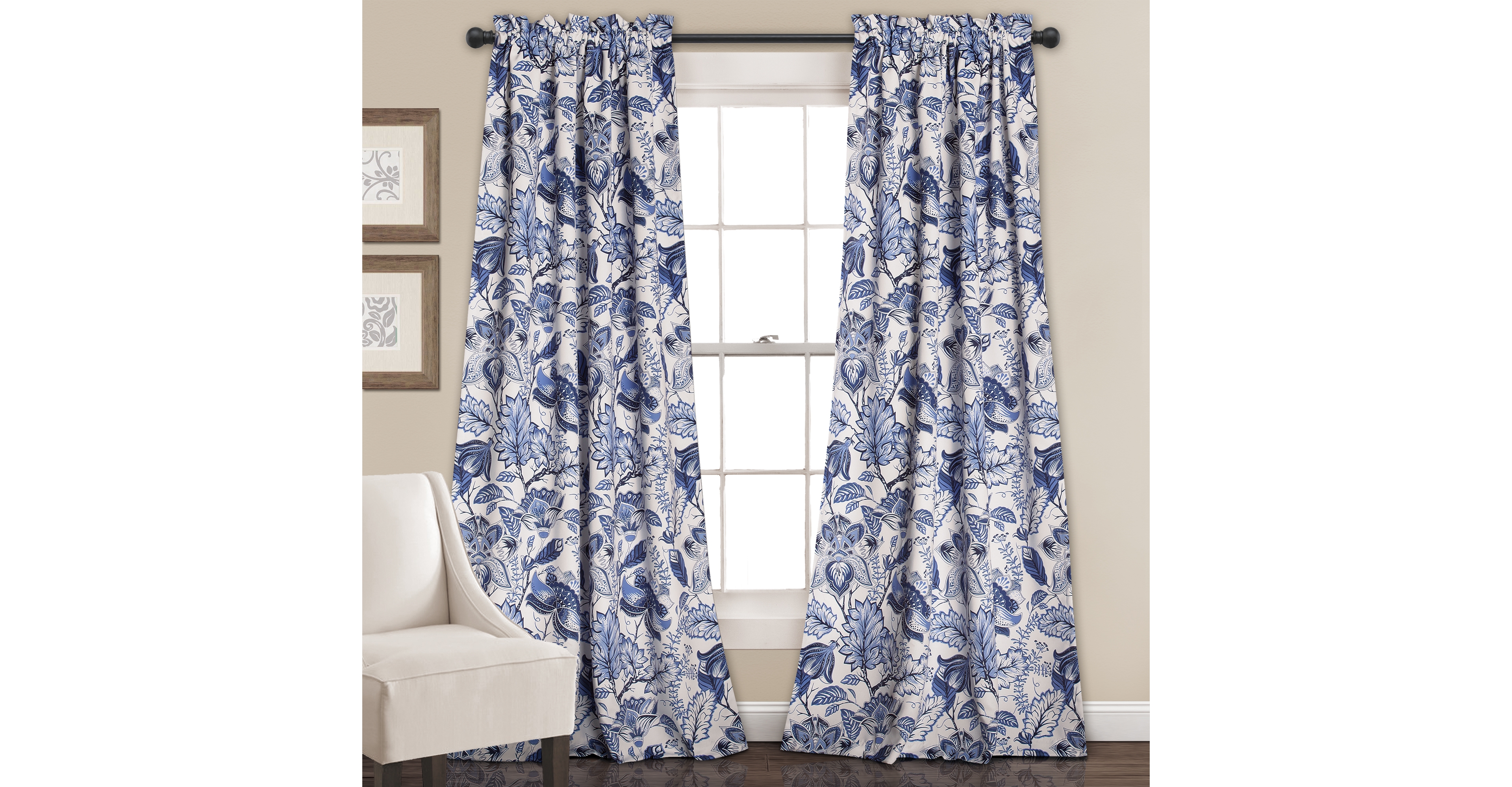 Cynthia Jacobean Floral 52" x 84" Curtain Set