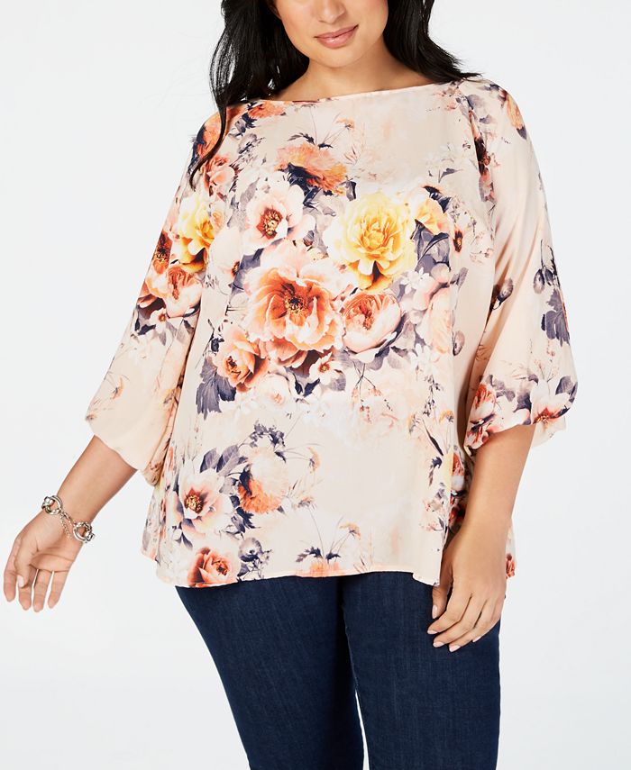 Charter Club Plus Size Floral-Print Top, Created for Macy's & Reviews ...