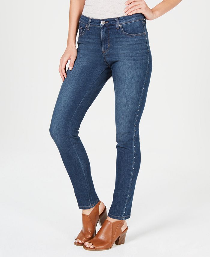 Style & Co Petite Studded Tummy-Control Jeans, Created for Macy's - Macy's
