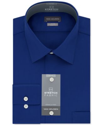 Men's Fitted Stretch Wrinkle Free Sateen Solid Dress Shirt