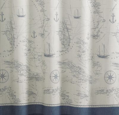 Caribbean Sea Cotton Shower Curtain, 72" x 72"