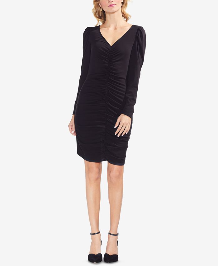 Vince Camuto Puff-Sleeve Ruched Dress - Macy's