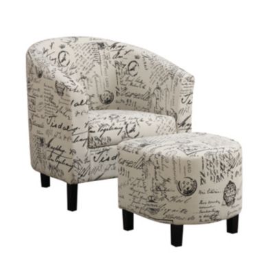 Coaster Home Furnishings - Holliswood French Script Accent Chair with Ottoman, Off White