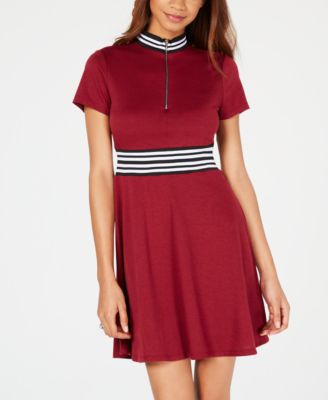 Be Bop - Juniors' Varsity Stripe Fit & Flare Dress