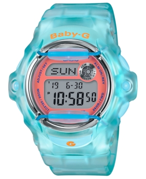 image of Baby-g Women-s Digital Blue Jelly Strap Watch 42.6mm