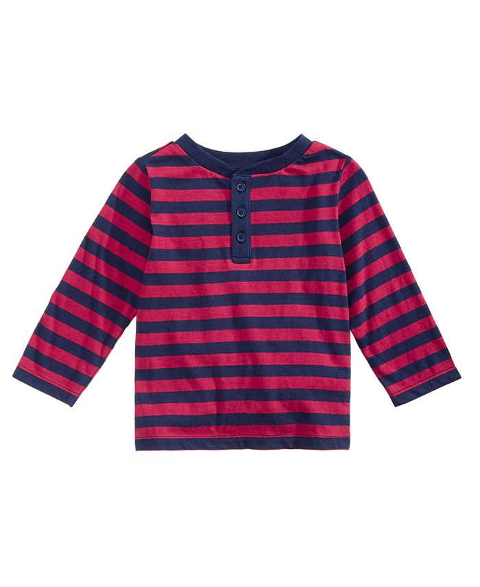 First Impressions Baby Boys Striped Henley, Created for Macy's - Macy's