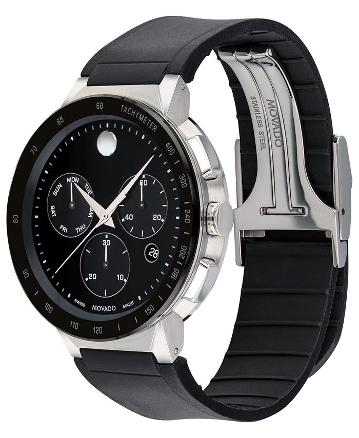 Movado Mens Sapphire Chronograph Black Rubber Strap Watch 43mm Macy's