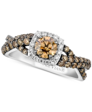 image of Le Vian Chocolatier Diamond Halo Ring (1-1/8 ct. t.w.) in 14k White Gold