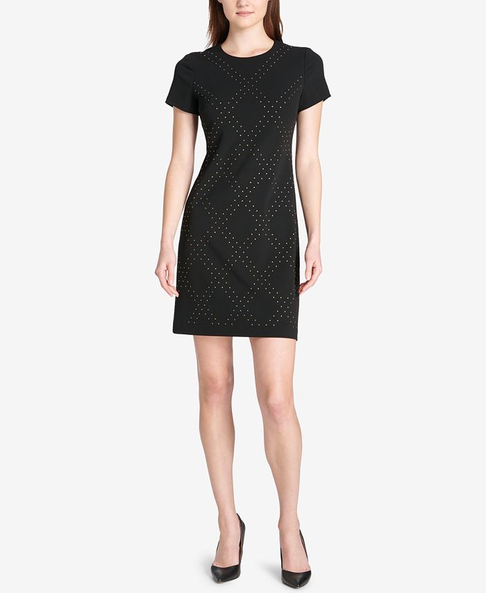 Tommy Hilfiger Embellished Scuba Shift Dress Macy's