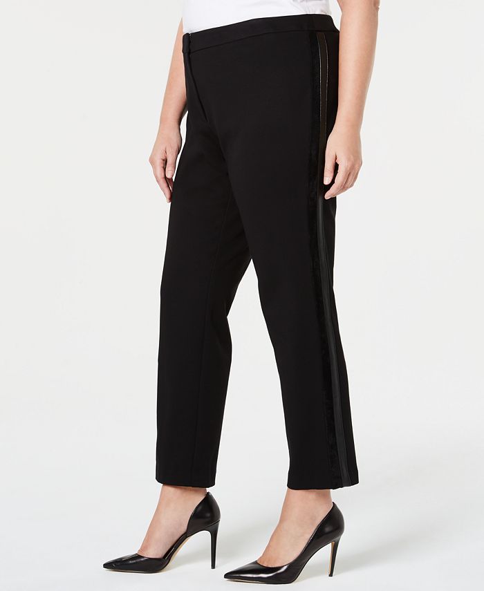 Calvin Klein Plus Size Side-Stripe Skinny Pants - Macy's