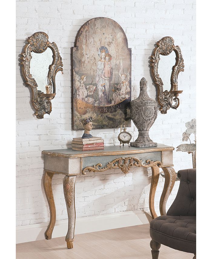Storied Home Wood Wall Decor with Vintage-Like Mary and Angels Image ...