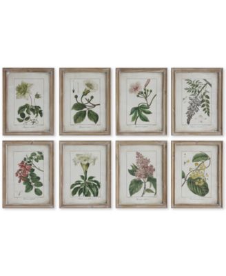 3R Studio - Framed Botanical Motif Wall Plaques, Set of 8