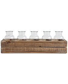 6-Pc. Fir Wood Crate with Glass Bottles