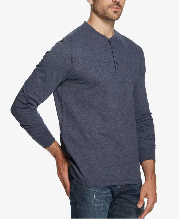 Men's Long Sleeve Brushed Jersey Henley T-shirt - thumbnail 4