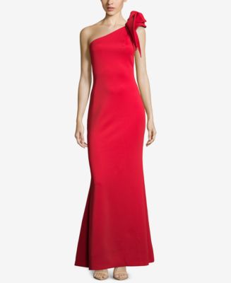 Betsy & Adam One-Shoulder Ruffled Scuba Gown - Macy's