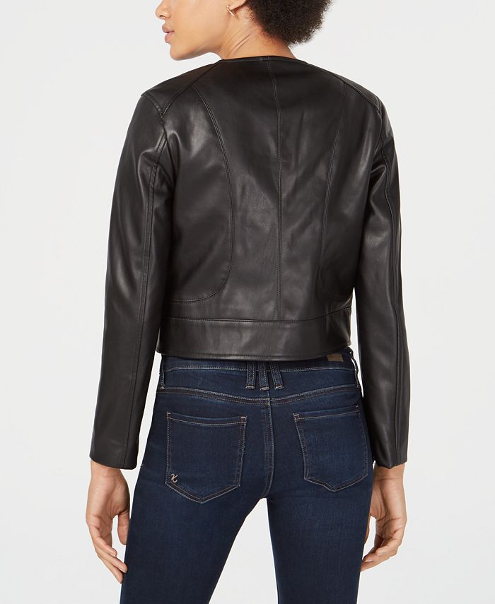 Maison Jules Ruffled Faux-Leather Jacket, Created for Macy's & Reviews ...