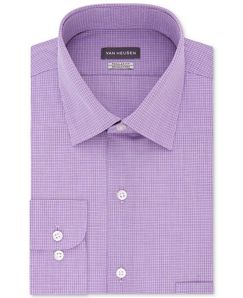 Van Heusen Men S Classic Regular Fit Wrinkle Free Solid Micro