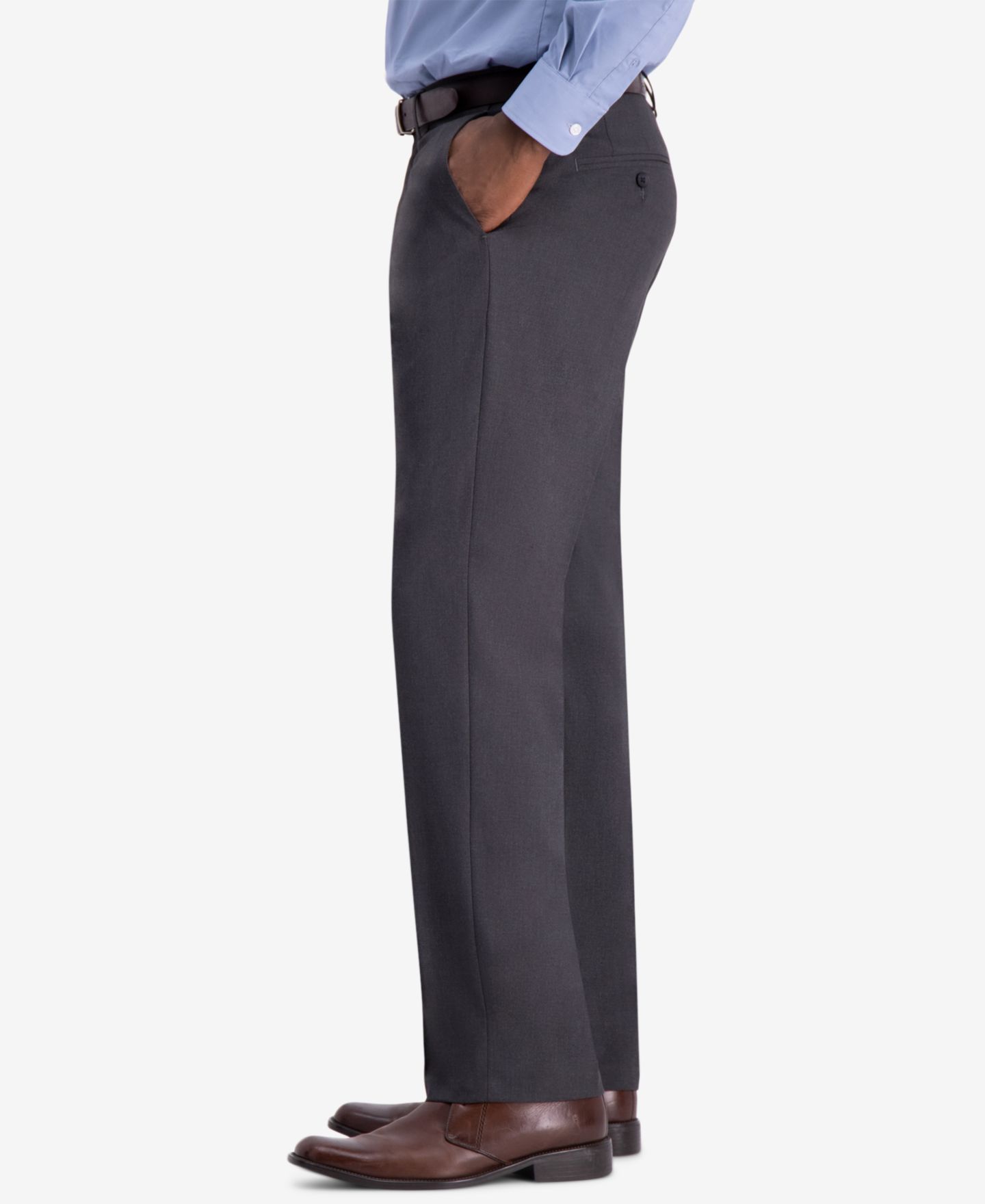 Мужские брюки Haggar JMH 4-Way Stretch Classic Fit Flat Front Dress Pant, цвет: Тёмный угольный — фото 3