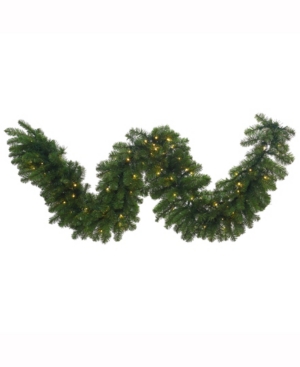 Vickerman 9' Grand Teton Artificial Christmas Garland With 150 Led Warm White Led Lights In Green