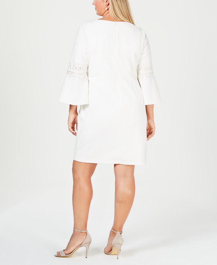 Jessica Howard Plus Size Ruched Beaded Sheath Dress - Macy's