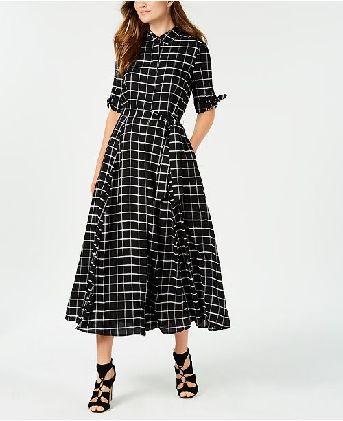 Calvin Klein Plaid Maxi Shirtdress Reviews Dresses Women Macy S