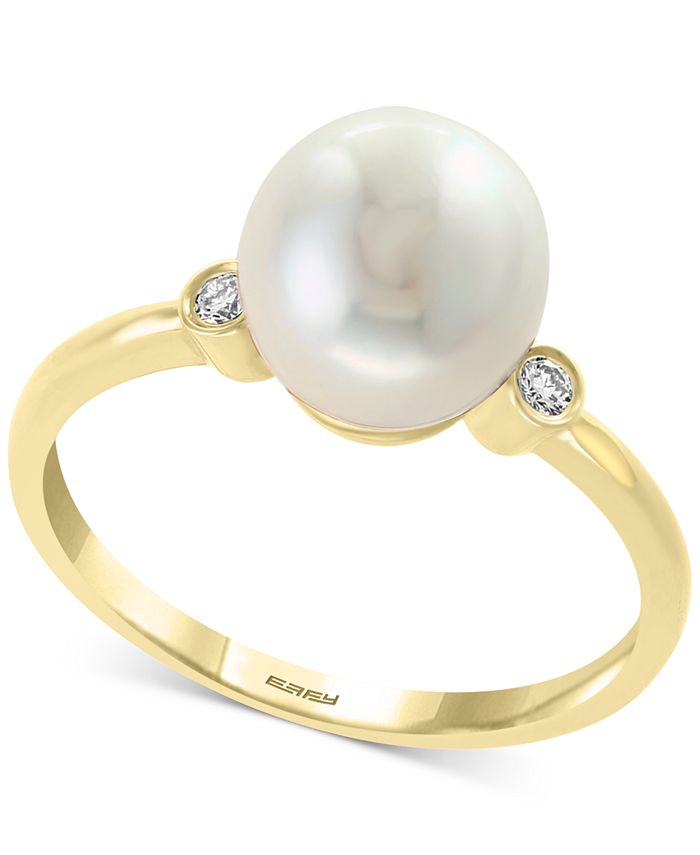 EFFY Collection EFFY® Cultured Freshwater Pearl (8mm) & Diamond Accent ...