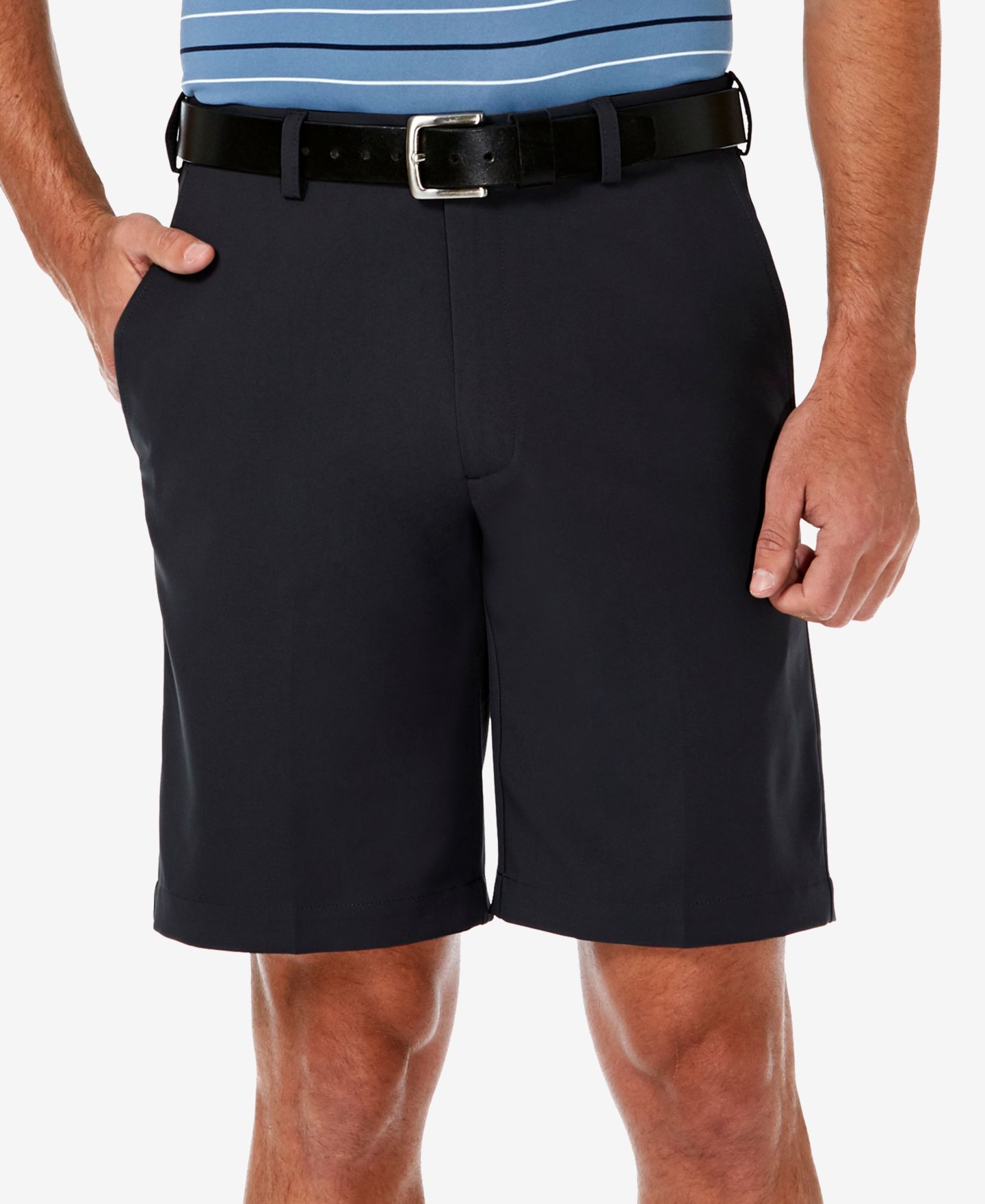 Мужские шорты Haggar Cool 18 PRO Flat Front Classic-Fit 9.5" Shorts, цвет: Чёрный — фото 1