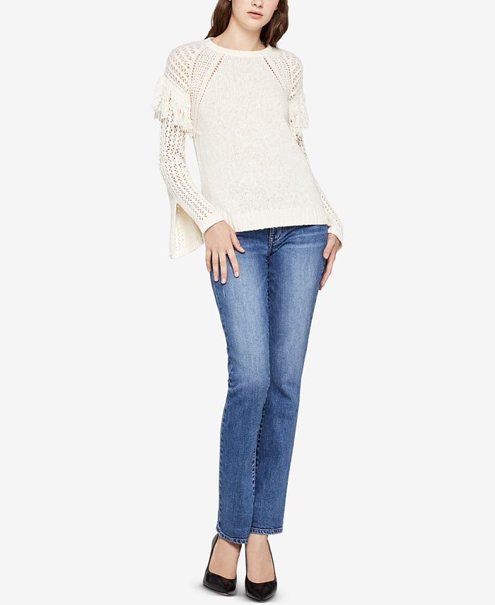 Bcbg fringe 2025 trimmed sweater
