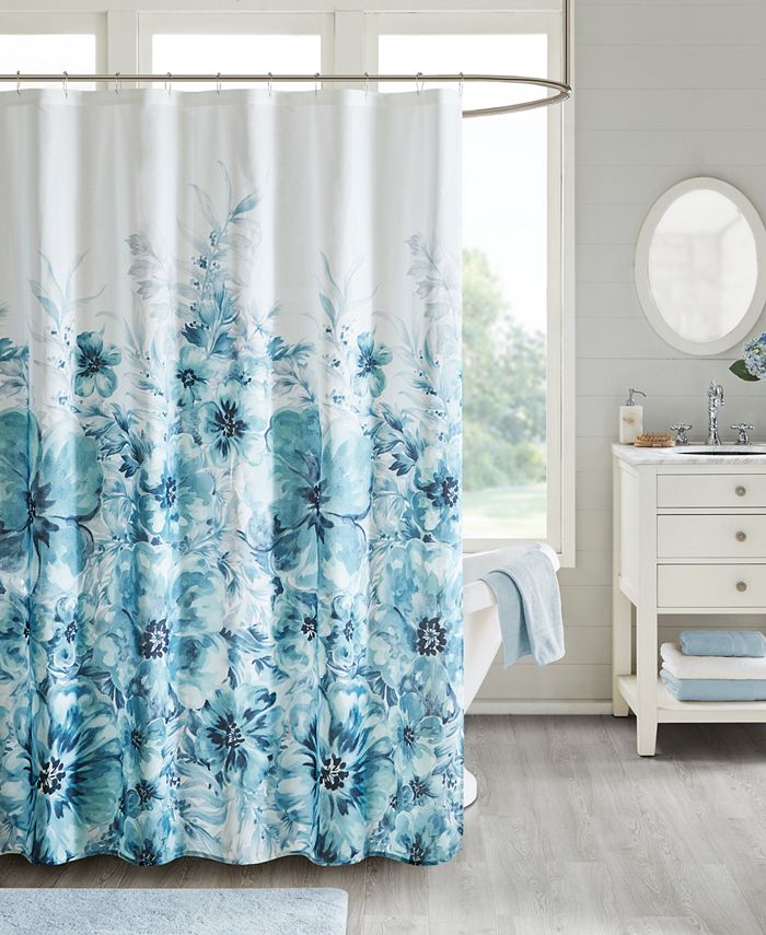 Madison Park Enza Floral Printed Cotton Shower Curtain, 72