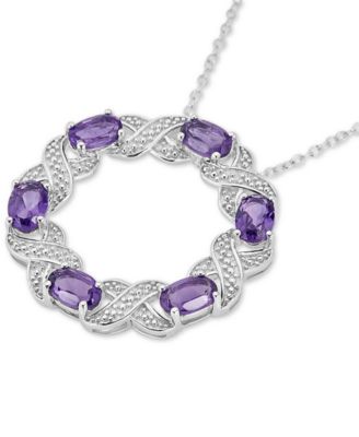 Macy's Amethyst (3 Ct. T.w.) & Diamond Accent 18" Pendant Necklace In ...