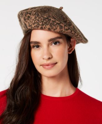 INC International Concepts - Leopard-Print Wool Beret