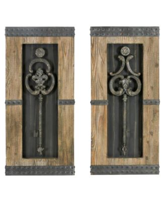 Aspire Home Accents - Antique Key Wood Wall Decor Set of 2