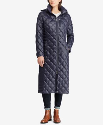 Lauren ralph lauren diamond quilted packable down maxi coat on sale