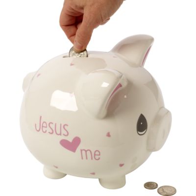 Precious Moments Jesus Loves Me Piggy Bank, Girl