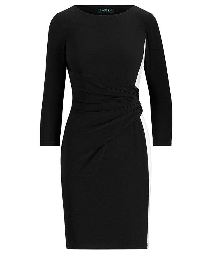 Lauren Ralph Lauren Petite Shirred Two-Tone Jersey Dress & Reviews ...