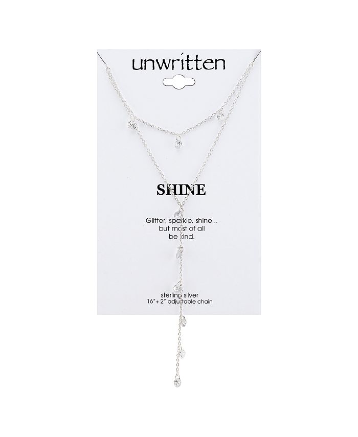 Unwritten Crystal Novelty Layered 22" YNecklace in Sterling Silver