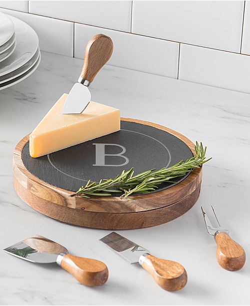 Cathy's Concepts Personalized Slate and Acacia Wood Cheese Board Set