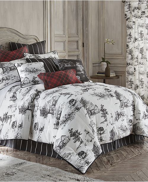 Colcha Linens Toile Back In Black Duvet Cover Set Linen King