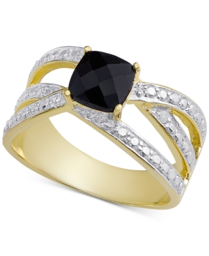 image of Sapphire (3/4 ct. t.w.) & Diamond Accent Crisscross Statement Ring in 18k Gold-Plated Sterling Silver