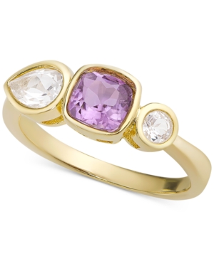 image of Amethyst (5/8 ct. t.w.) & White Topaz (1/3 ct. t.w) Ring in 18k Gold-Plated Sterling Silver
