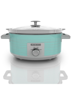 BLACK+DECKER 7 Quart Dial Control Slow Cooker with Built in Lid Holder, Teal Pattern, SC2007D