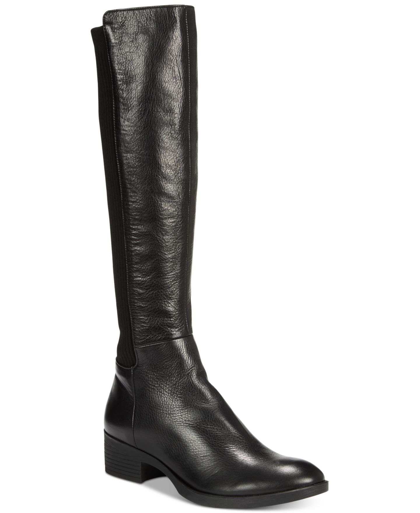 Женские ботинки Kenneth Cole New York Levon Tall Shaft Knee High Riding, цвет: Чёрный кожаный — фото 1